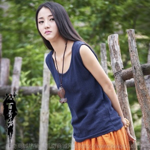 2020春夏新品念百秀纺女装文艺宽松棉麻竹节麻女式无袖背心吊带