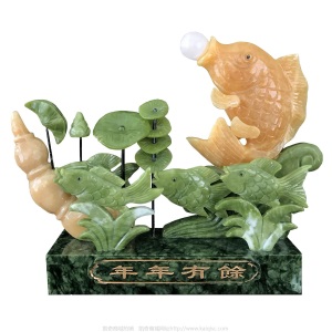 源头工厂金煌玉器直销玉石工艺品年年有余摆件家居办公室摆件代发