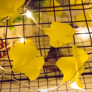 厂家直销LED银杏叶灯串 新年装饰节日彩灯电池盒灯串亮化工程批发