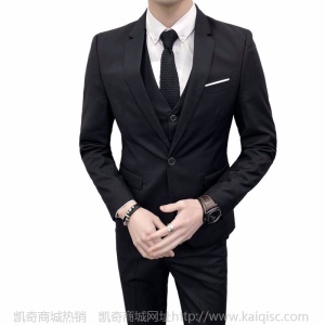 男士三件套西服套装男修身小西装职业正装伴郎服新郎结婚礼服高档