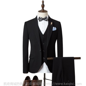 男式西服套装新款男士休闲西服三件套结婚礼服新郎修身时尚西装男