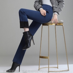 加绒加厚高腰裤子秋冬女宽松直筒黑色休闲垂感显瘦职业西装裤长裤