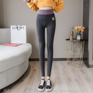 新款秋冬季加绒裤外穿含棉打底裤女外穿高腰大码胖mm小脚秋裤
