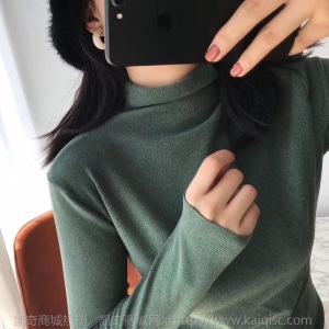 阳离子打底衫女士T桖长袖秋冬新款半高领纯色高弹保暖自发热德绒