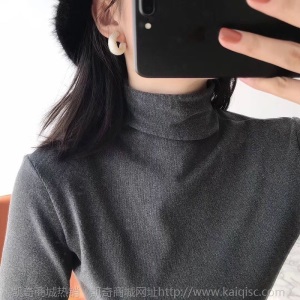 阳离子打底衫女士T桖长袖秋冬新款半高领纯色高弹保暖自发热德绒