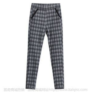 冬季格子羊绒裤女外穿加绒加厚黑色打底裤女高腰显瘦大码保暖棉裤