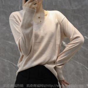 宽松v领套头针织毛衣女羊毛衫宽松大码学生显瘦纯色打底上衣批发