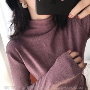 阳离子打底衫女士T桖长袖秋冬新款半高领纯色高弹保暖自发热德绒