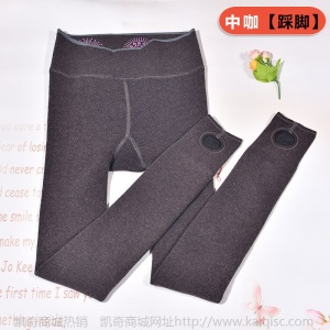 秋冬新款棉质竖条打底裤加绒收腹翘臀裤女修身芭比羊绒裤袜一体裤