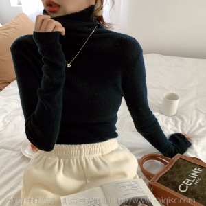 100%澳毛高领打底纯羊毛衫女2020新款秋冬内搭针织衫羊毛毛衣代发