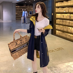 风衣女中长款英伦风2020新款流行秋冬收腰显瘦大衣连帽工装外套潮