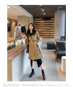 风衣女中长款英伦风2020新款流行秋冬收腰显瘦大衣连帽工装外套潮