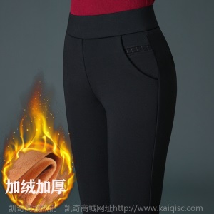 冬季新款显瘦加绒加厚外穿打底裤女修身小脚铅笔保暖裤高腰妈妈裤