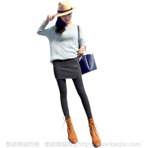 批发韩版冬季加绒打底裤裙女外穿紧身显瘦假两件拉链包臀长裤女潮