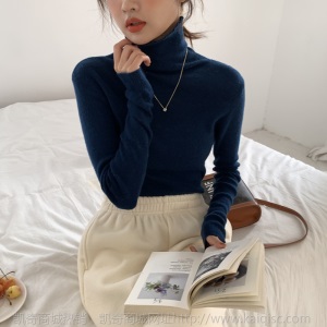 100%澳毛高领打底纯羊毛衫女2020新款秋冬内搭针织衫羊毛毛衣代发