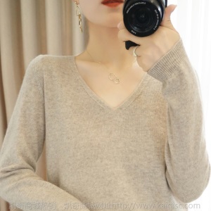 2020秋冬新款羊毛衫女V领 100纯羊毛套头毛衣女 羊毛衫女宽松加厚