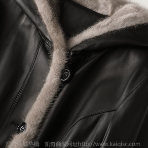 【长期有货】凯奇皮草城秋冬新款真皮皮衣外套 时尚水貂毛领连帽大衣女