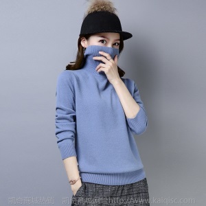 2020秋冬新款女装100纯羊毛衫 韩版纯色百搭高领套头打底针织毛衣