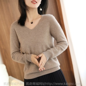 羊毛衫女100纯羊毛V领套头毛衣修身显瘦洋气打底衫加厚保暖针织衫