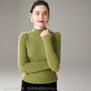 新款秋冬羊毛衫女100 纯羊毛套头短款修身半高领毛衣打底针织衫
