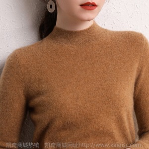 羊绒衫女100纯羊毛2020新款半高领秋冬短款套头针织打底衫毛衣厚