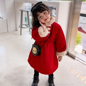 拜年服中小童古装汉服仙宝宝女童旗袍洋气秋冬季儿童唐装加厚棉袄