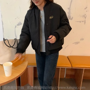 [黄峥]两面穿短款菱格棒球棉服外套女2020冬季韩版加厚棉衣R28339