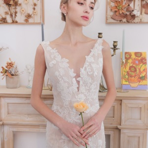定制婚纱2020新款结婚新娘白色蕾丝齐地露背婚纱收腰显瘦优雅