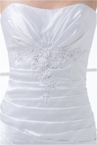 2020新款缎子新娘结婚礼服欧美婚纱正式场合舞会派对礼服手工缝珠