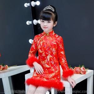 女童旗袍冬新年装2020新款女孩拜年服汉服宝宝长袖加厚中国风唐装