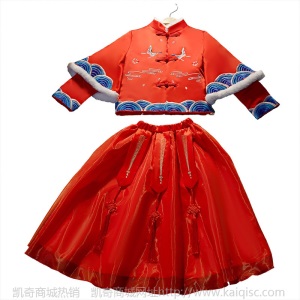 汉服女童加厚夹棉中国风旗袍冬装儿童唐装新年过年喜庆拜年服套装