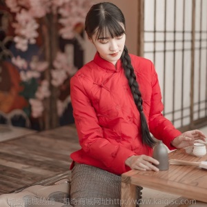乙默文艺羽绒服冬季复古纯色刺绣花棉服加厚白鸭绒外套女实拍