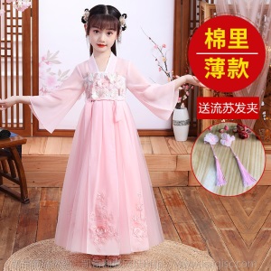 汉服女童秋冬儿童古装超仙礼服宝宝唐装旗袍春秋公主小女孩襦裙