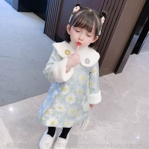 女童唐装汉服秋冬季儿童中国风旗袍公主裙古装小女孩新年装拜年服