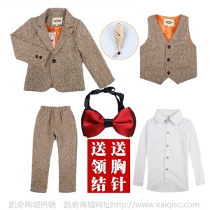 2020冬季童装新款男童西装礼服套装儿童韩版小西服四件套一件代发