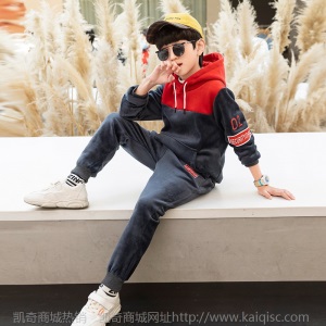 男童加绒套装2020新款秋装加厚两件套大童装韩版男孩秋冬季儿童潮