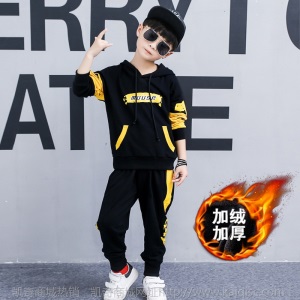 韩版男童套装2020冬季新款儿童运动保暖两件套中大童加厚加绒服装