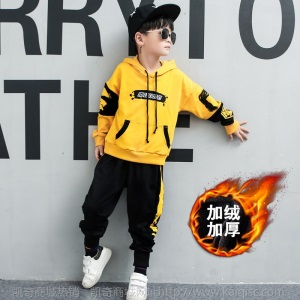 韩版男童套装2020冬季新款儿童运动保暖两件套中大童加厚加绒服装
