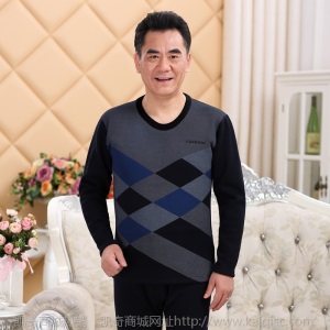 中老年保暖内衣套装加绒加厚男士加肥大码女士中高领纯棉秋衣秋裤