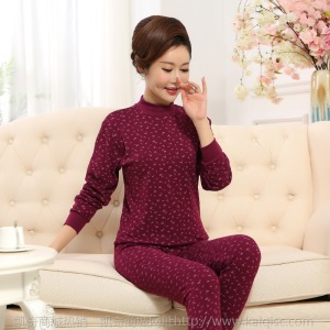 随心缘中老年女士妈妈款印花纯棉内衣加大码套装秋衣秋裤一件代发