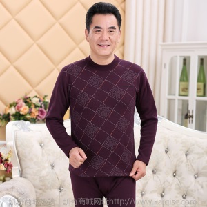 中老年保暖内衣套装加绒加厚男士加肥大码女士中高领纯棉秋衣秋裤
