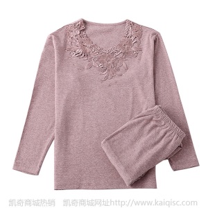 秋衣秋裤小V领中老年女士纯棉妈妈保暖内衣 加厚款老人棉毛衫套装