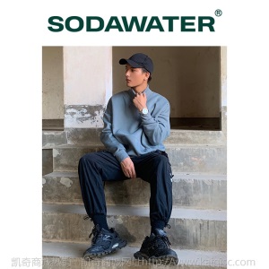 SODA日系｜秋冬纯色加绒简约oversize掉肩高领男士350g卫衣