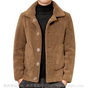 双面穿男士羊剪绒毛呢大衣新款男装皮毛一体秋冬季羊羔绒皮衣外套