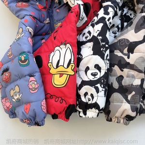 2020新款冬装男童棉衣韩版满印儿童棉服女童宝宝棉袄加厚一件代发