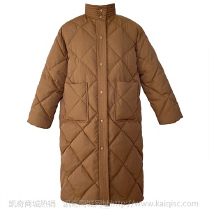 现货 2020冬新款菱格棉服女中长款过膝韩版棉袄面包服棉衣外套970