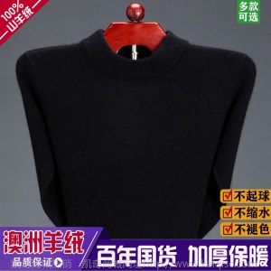 厂家直销秋冬季100纯羊毛衫毛衣男士打底针织衫半高领保暖羊绒衫