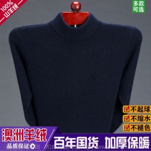 厂家直销秋冬季100纯羊毛衫毛衣男士打底针织衫半高领保暖羊绒衫