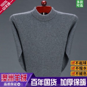 厂家直销秋冬季100纯羊毛衫毛衣男士打底针织衫半高领保暖羊绒衫