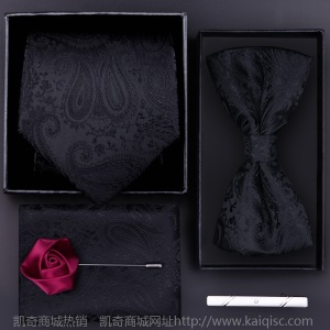 六件套领带男士正装商务休闲韩版结婚新郎懒人拉链领结方巾领带夹